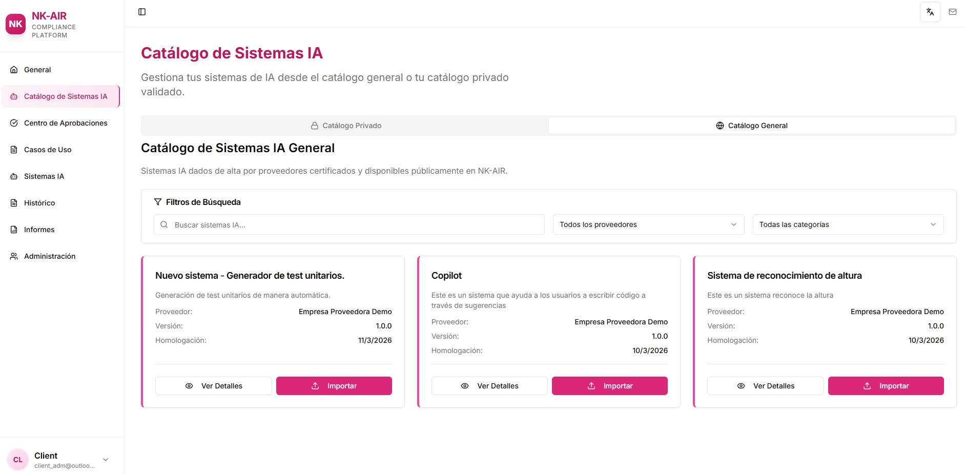 Catálogo de Sistemas IA