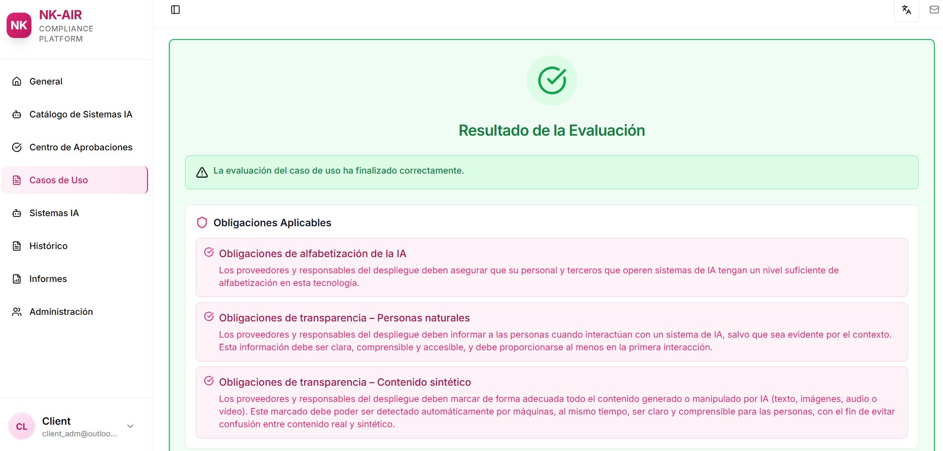 Resultado de la Evaluación